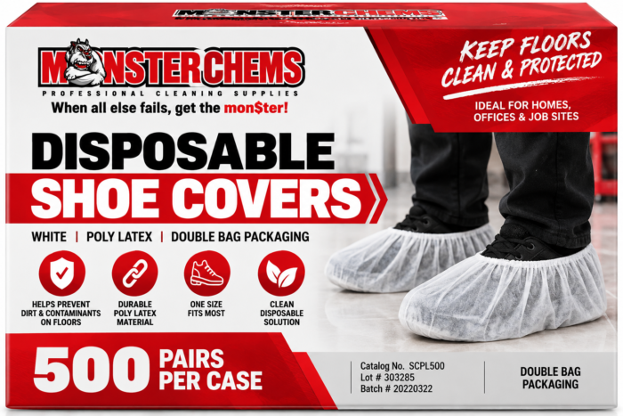 Heavy Duty Disposable Shoe Covers – White Poly Latex, Double-Bag Packed (500 Pairs/Case)